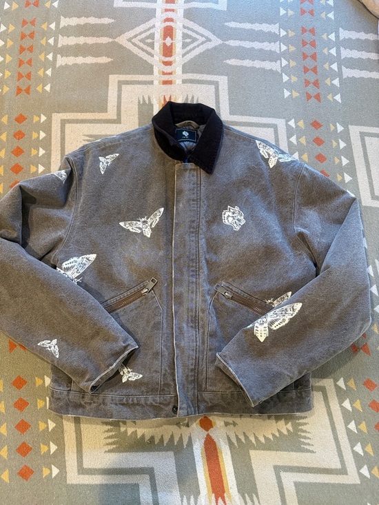 Darc Sport Jackets & Blazers - Darc Sport brown Bomber Jacket with White Moth Prints
